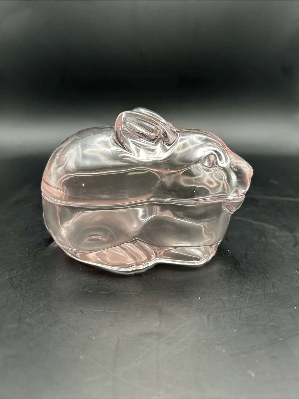 Crate & Barrel Pink Glass Bunny Trinket Dish